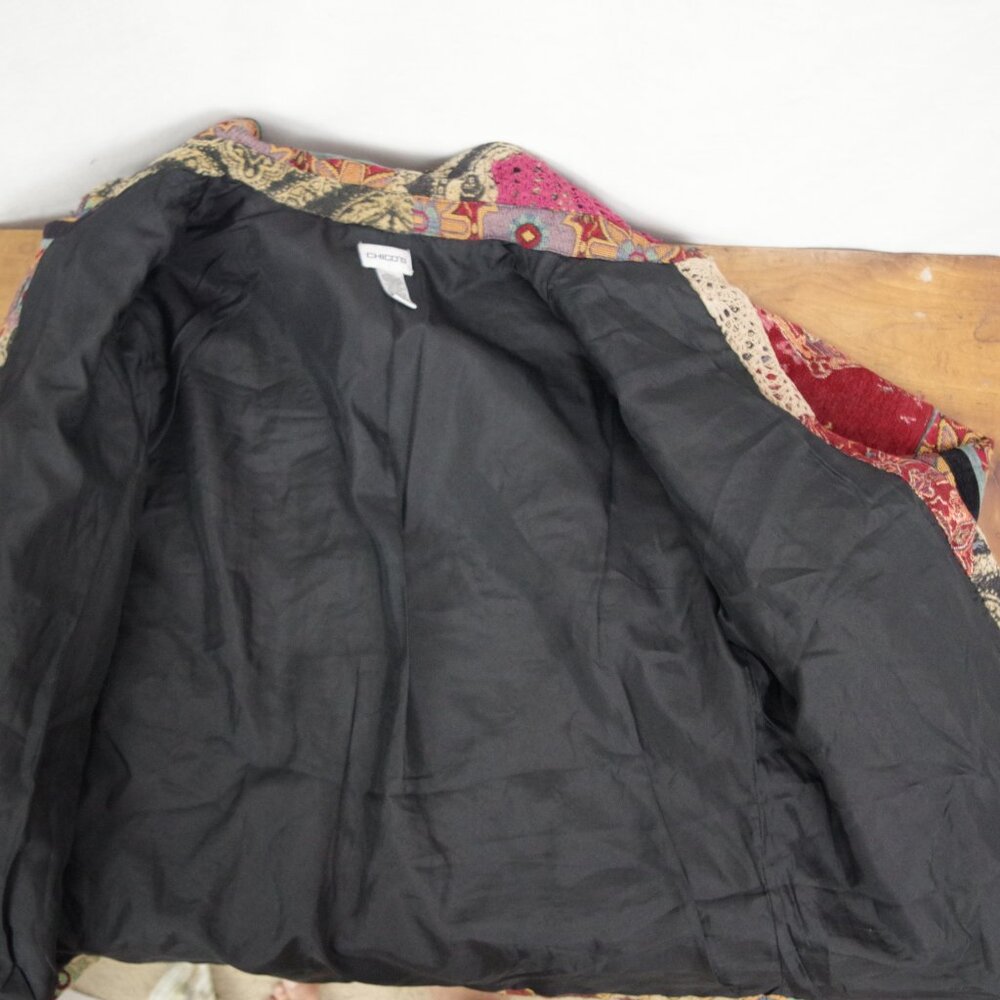 Vintage Chico's Patchwork Tapestry Jacket Size 3 - image 3